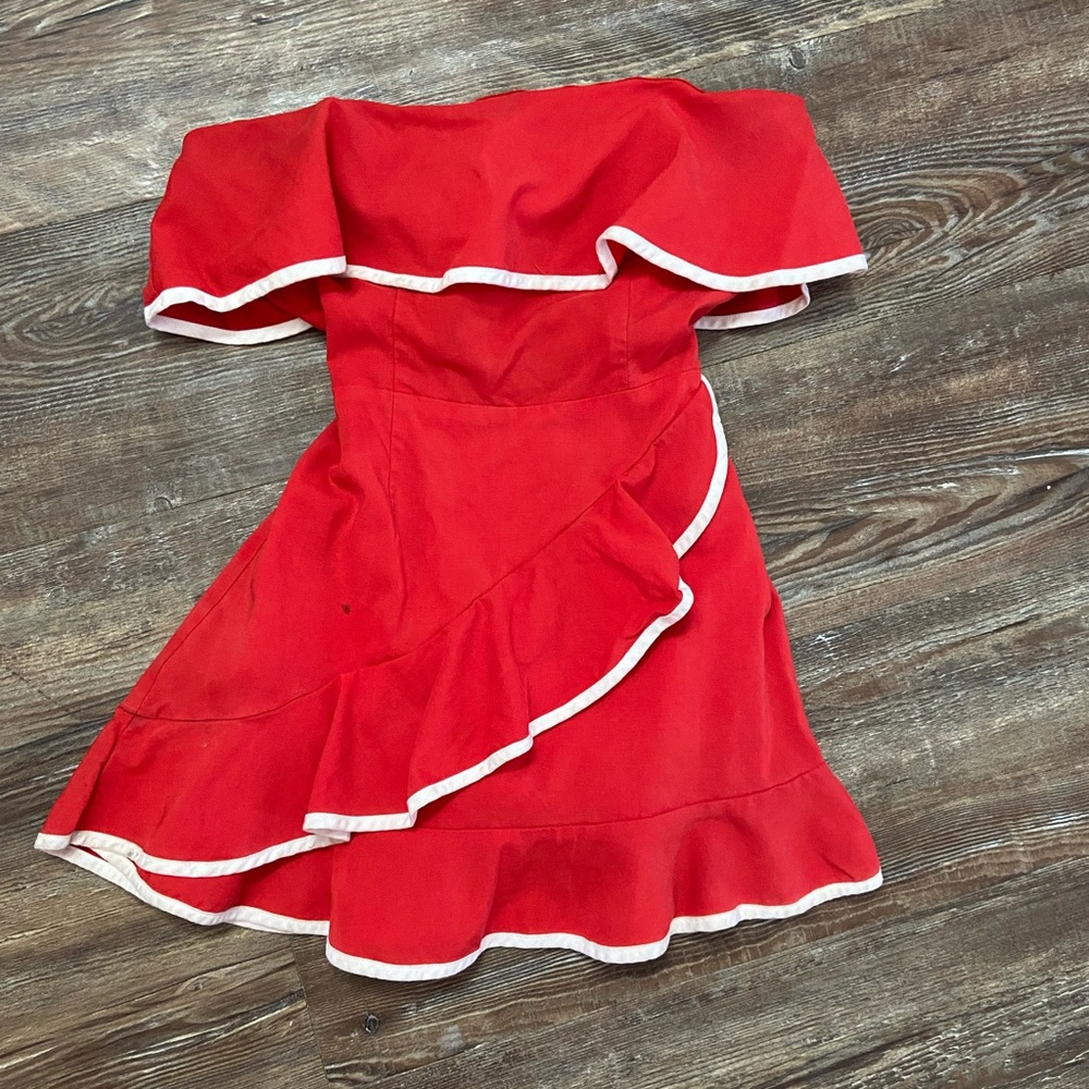 Tularosa Red Ruffled Off-Shoulder Sundress
